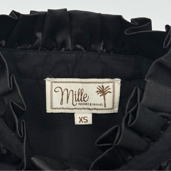 Mille Resort & Travel Women’s Elegant Black Ruffle Collar Button Down Top XS - Picture 6 of 11